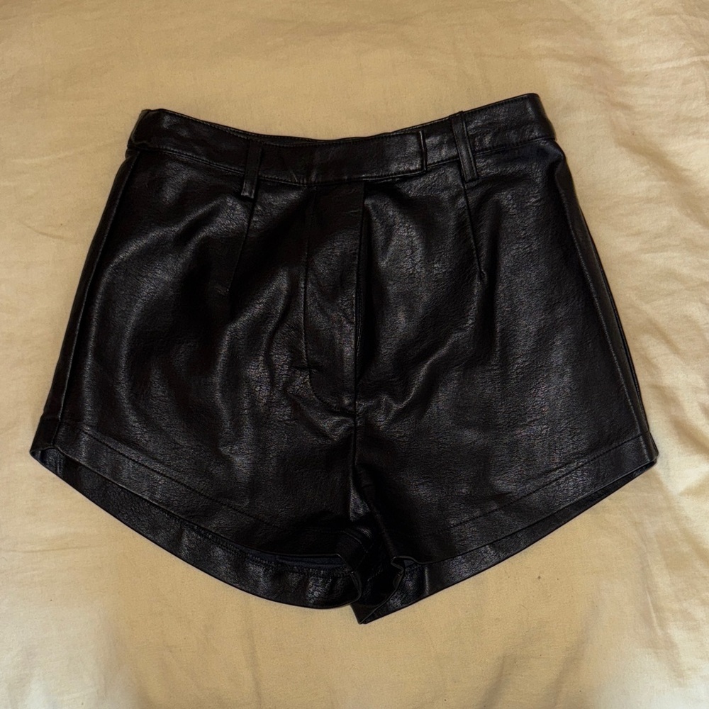 Princess Polly Women's Black Leather Shorts